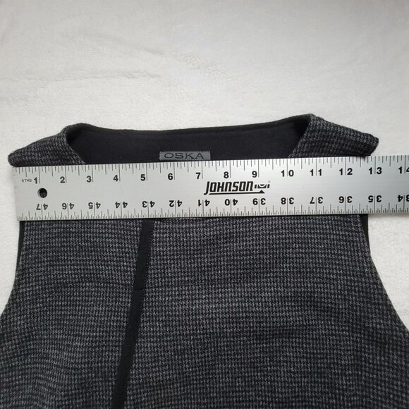 Oska Women's Sleeveless Houndstooth Pattern Round Neck Casual Mini Dress Black 2 - Picture 8 of 9